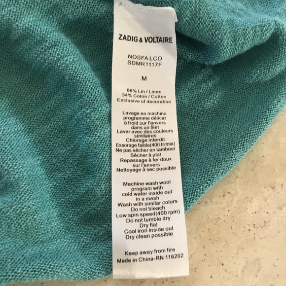 Zadig & Voltaire V-Neck Logo Sweater - Size Medium - Picture 15 of 15